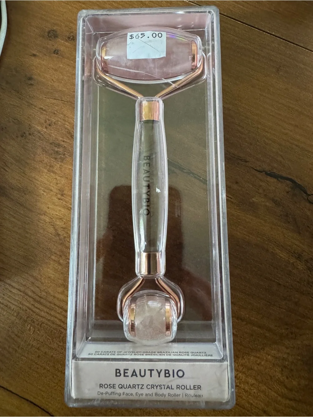 BEAUTYBIO Rose Quartz Crystal Facial Roller - BNIB